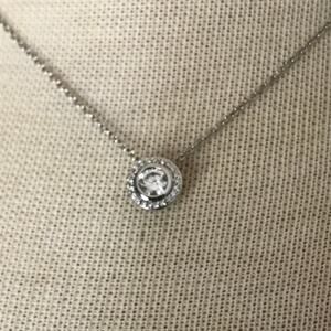 Lia Sophia SHOWDOWN necklace silver tone crystal halo dainty pendant